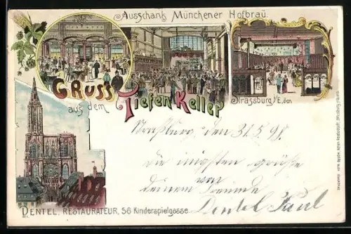 AK Strassburg i. E., Gasthaus Tiefer Keller, Inh. Dentel, Kinderspielgasse 56