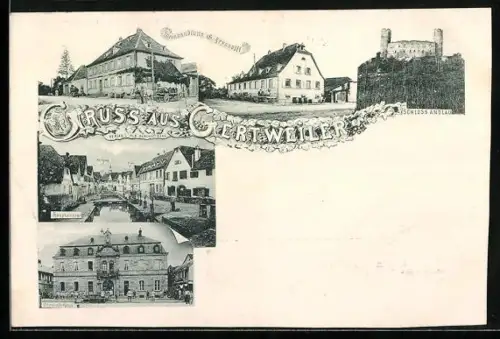 AK Gertweiler, Weinhandlung G. Zeyssolff, Hauptstrasse, Schloss Andlau, Gemeindehaus