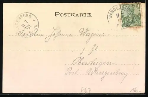 AK Freudenecke b. Wangenburg, Haus an einer Kreuzung mit Wegweiser