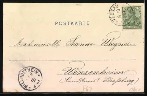 AK Wanzenau, Gasthaus zur Post, Strassenpartie im Ort