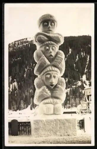 AK Davos, 5. Davoser Winterfest 1930, Schneeskulptur