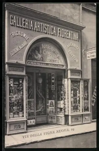AK Firenze, Galleria Artistica Fiorentina dei F.lli Baccani, Via della Vigna Nuova N. 19