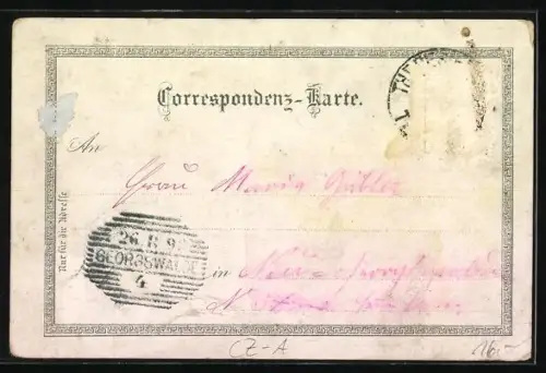 Lithographie Theresienstadt / Terezin, Genie-Gebäude, Grosse Infanterie-Kaserne, Garnisonkirche