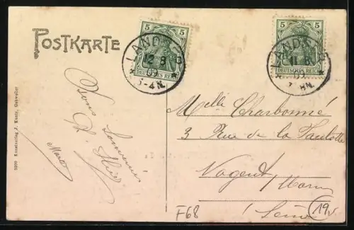 AK Schlierbach /O. Els., Spezereihandlung von J. Vest.-Boeglin, Totalansicht des Ortes vom Feld aus