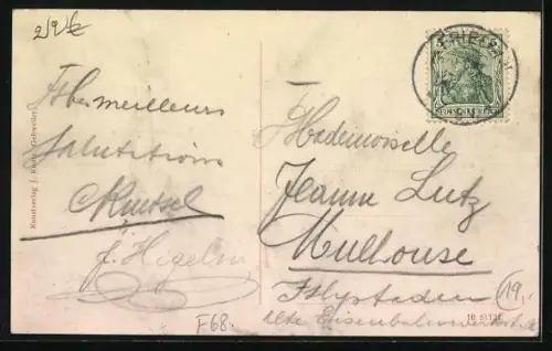 AK Friesen, Bahnhof von Friesen mit einfahrendem Personenzug, Gemeindehaus