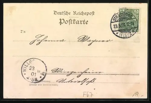 AK Eckbolsheim i. Els., Gasthaus zum Grenadier von M. Ulrich, Gaste vor dem Gasthaus