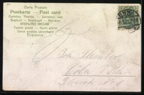 Lithographie Unna-Königsborn / Alteheide, Schule, Restauration H. Koepe, Haus Heide v. Rodelschwingh