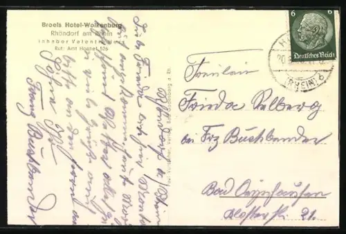 AK Rhöndorf am Rhein, Hotel Broels Wolkenburg, Inh. Valentin Herr, Aussenansicht