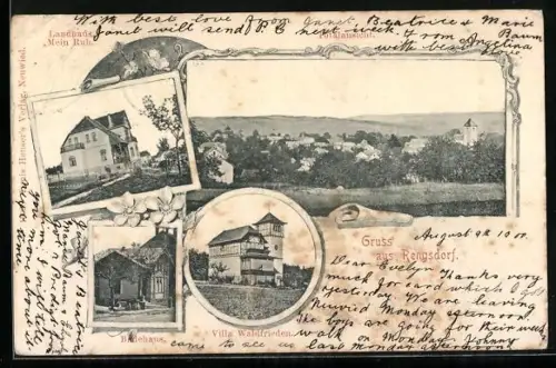 AK Rengsdorf, Landhaus Mein Ruh, Badehaus und Villa Waldfrieden