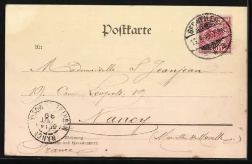 AK Gebweiler i. E., Gasthof Zur Goldenen Kanone und Totalansicht des Ortes