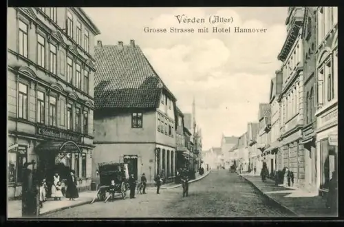 AK Verden /Aller, Grosse Strasse mit Hotel Hannover