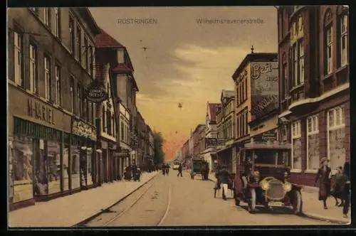 AK Rüstringen, Wilhelmshavenerstrasse mit Geschäft von Conrad Tack & Co.