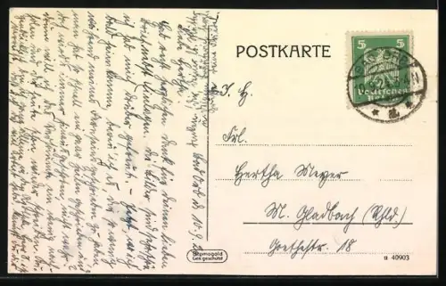 AK Bad Orb, Strassenpartie an der Apotheke von Fr. Siebert