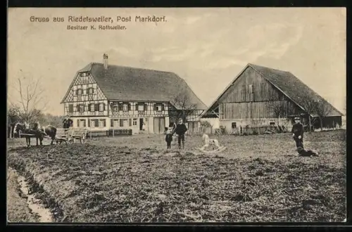 AK Riedetsweiler /Markdorf, Gasthaus von K. Rothweiler, Schaukelpferd