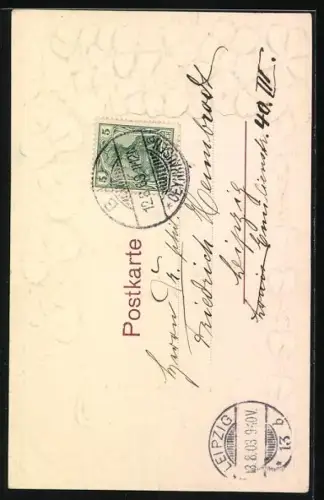 Präge-AK Bad Oeynhausen, Kaisermanöver 1898, Villa Farne, Blumen-Passepartout