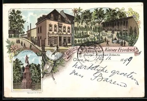 Lithographie Cleve, Restaurant Kaiser Friedrich, Bes. Engelbert Schmitz, Lohengrin