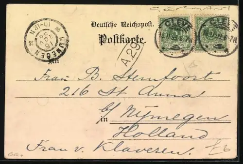 Lithographie Cleve, Restaurant Kaiser Friedrich, Bes. Engelbert Schmitz, Lohengrin