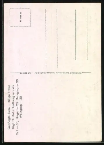AK Hamburg-St. Pauli, Gasthof u. Grossdestillation Schünemann am Spielbudenplatz 16