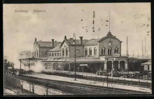 AK Duisburg, Ansicht des Bahnhofs, Eisenbahn
