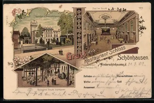 Lithographie Berlin-Niederschönhausen, Restaurant Schloss Schönhausen, Restaurant Donath, Baumschule
