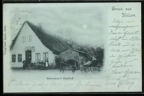 Mondschein-AK Hollern, Heitmann`s Gasthof mit Vieh-Waage