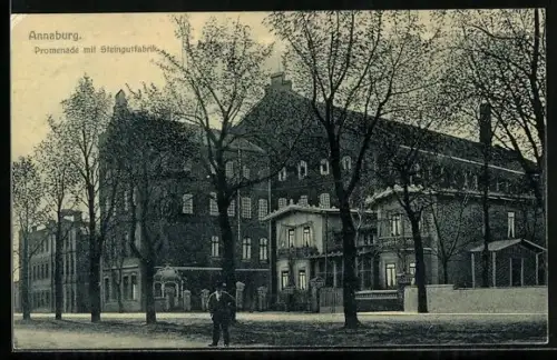 AK Annaburg, Promenade mit Steingutfabrik