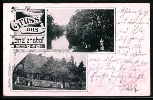 AK Kanzlershof / Harburg, Gasthaus zum schönen Strand der Seeve, Inh. Adolf Brehmen