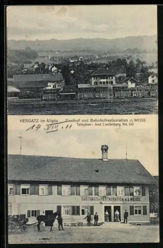 AK Hergatz im Allgäu, Gasthof und Bahnhofsrestaurant J. Weiss