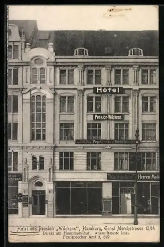 AK Hamburg-St.Georg, Hotel Pension Wilckens, Ernst Merckstrasse 12
