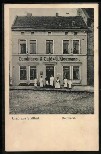 AK Stassfurt, Conditorei & Cafe O. Kleemann am Holzmarkt
