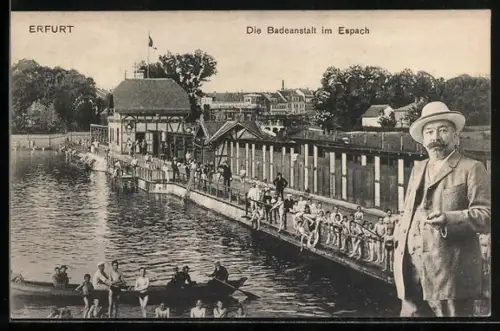 AK Erfurt, Badeanstalt im Espach