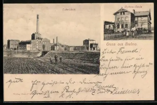 AK Brehna, Zuckerfabrik, Molkerei-Schule