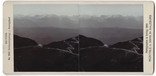 Stereo-Fotografie Würthle & Sohn, Salzburg, Ansicht Herzogstand /Bayern, Blick über das Karwendelgebirge