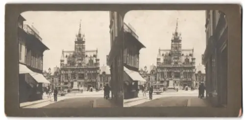Stereo-Fotografie unbekannter Fotograf, Ansicht Compiègne, L`Hôtel de Ville