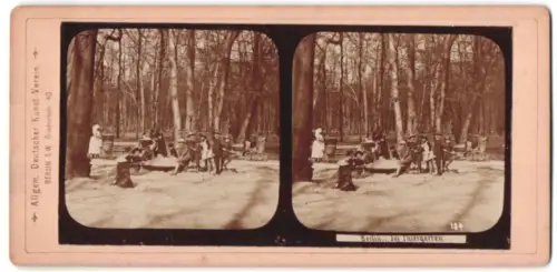 Stereo-Fotografie Allgem. Deutscher Kunst-Verein, Berlin, Ansicht Berlin, Spielende Kinder im Tiergarten
