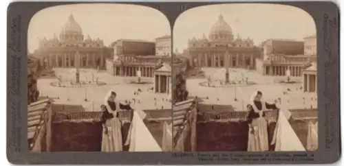 Stereo-Fotografie Underwood & Underwood, New York, Ansicht Rome, St. Peter`s and the Vatican