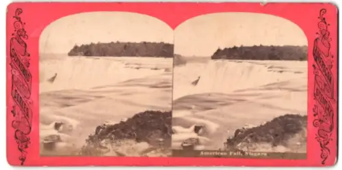 Stereo-Fotografie unbekannter Fotograf, Ansicht Niagara, American Fall