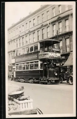 Fotografie englische Strassenbahn der Linie 62 mit Fahrtziel Sudbury