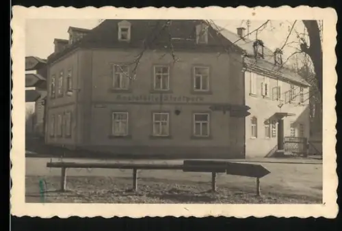 Fotografie unbekannter Fotograf, Ansicht Münchberg, das Gasthaus Stadtpark