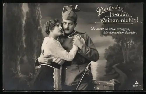 Foto-AK Photochemie Berlin Nr. 3287-4: Soldat und seine Geliebte in inniger Umarmung