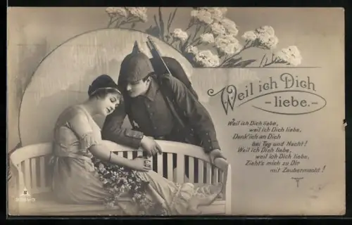 Foto-AK Photochemie Berlin Nr. 3264-3: Dame lehnt den Kopf an die Schulter ihres Geliebten