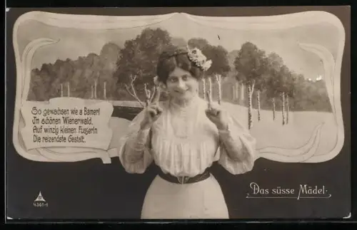 Foto-AK Photochemie Berlin Nr. 4361-1: Elegante Dame mit Blumen im Haar
