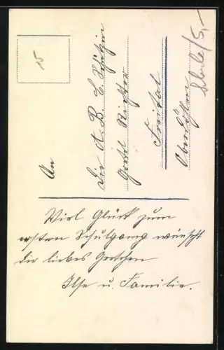 Foto-AK Photochemie Berlin Nr. 6368/4: Kind steht auf einer Leiter bei einer riesigen Schultüte