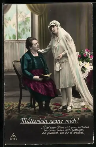 Foto-AK Photochemie Berlin Nr. 6018/5: Braut steht neben ihrer Mutter