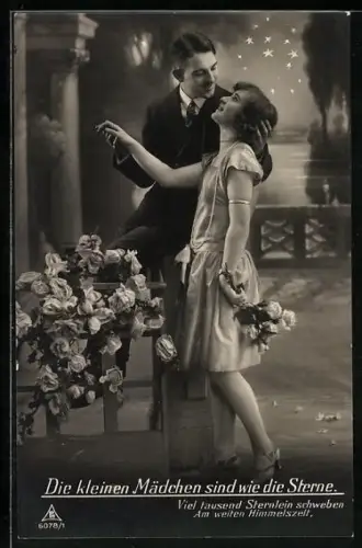 Foto-AK Photochemie Berlin Nr. 6078/1: Lächelndes Paar in verliebter Pose