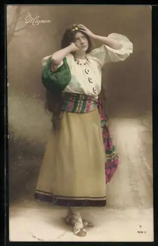 Foto-AK Photochemie Berlin NR 4146-3: Mignon, Frau fasst sich an den Kopf