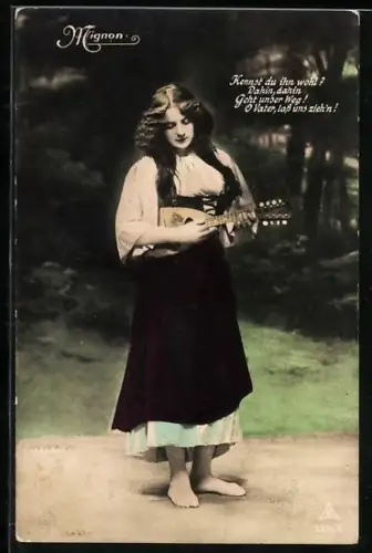 Foto-AK Photochemie Berlin Nr. 5614/6: Junge Dame mit einer Laute