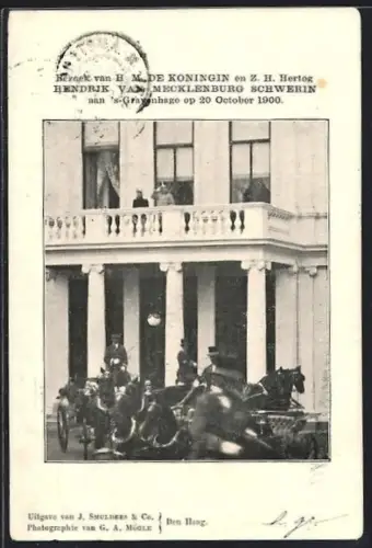 AK `s-Gravenhage, Bezoek van H. M. de Koningin von den Niederlanden en Z. H. Hertog Hendrik van Mecklenburg Schwerin
