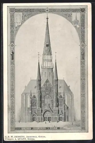 Künstler-AK Gouda, Kerk