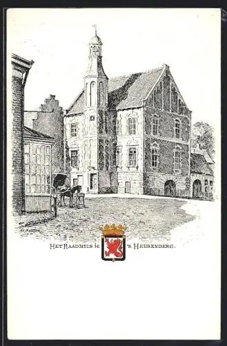 Künstler-AK `s Heerenberg, Het Raadhuis, Rathaus und Wappen
